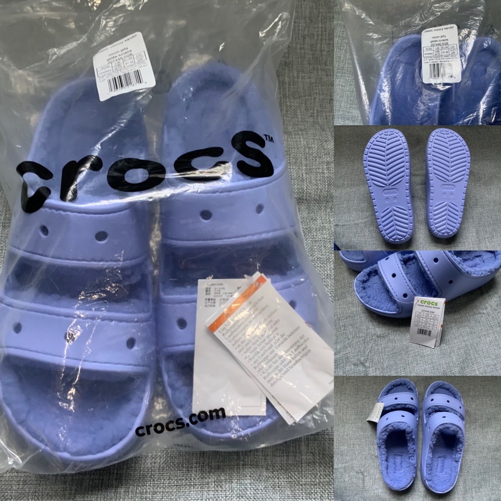 Size 10 Women’s Fuzz Lined Sandal in Moon Jelly Color/NWT